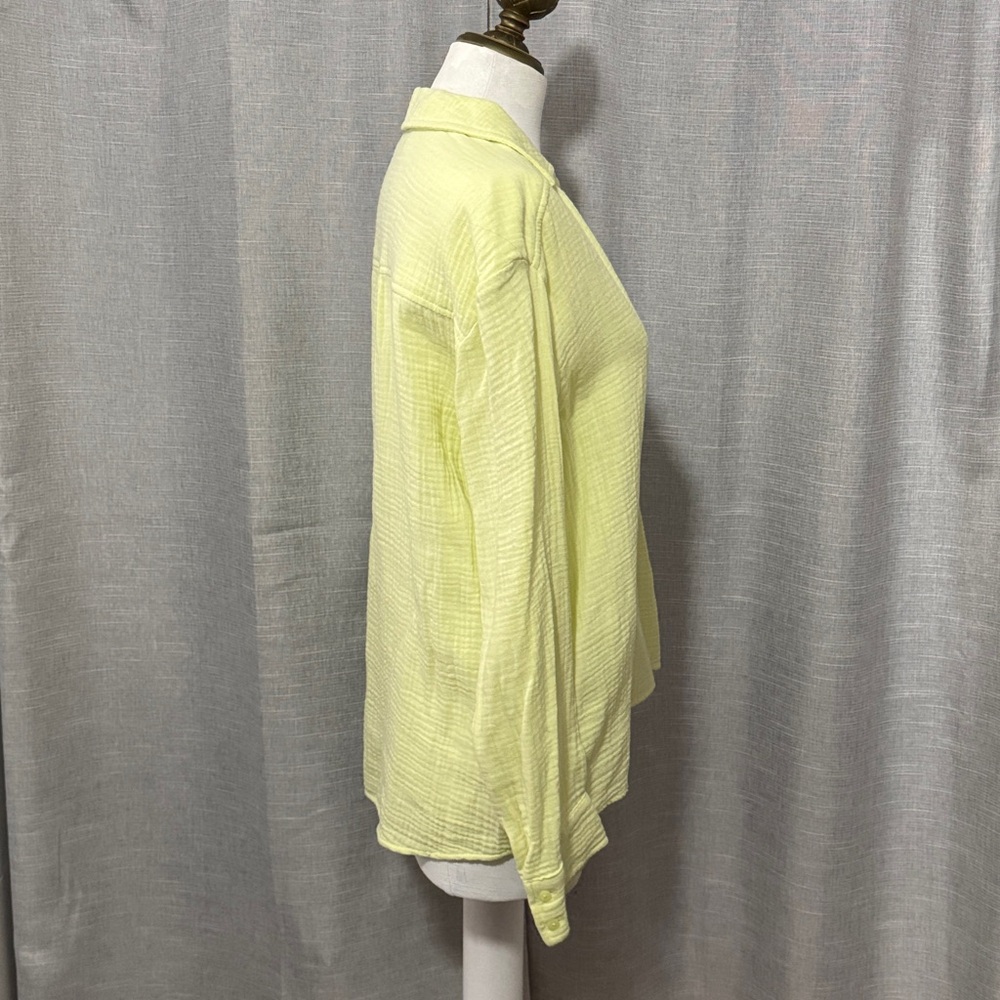 CeCe brand 100% Cotton PopOver Top-Sz M-Light Key Lime Color-Textured-EUC - Picture 7 of 12